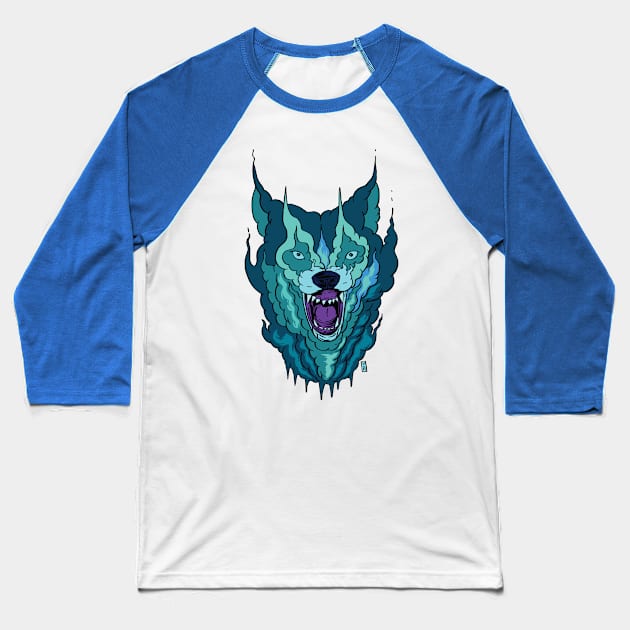 Vapor Wave Wolf Baseball T-Shirt by Thomcat23